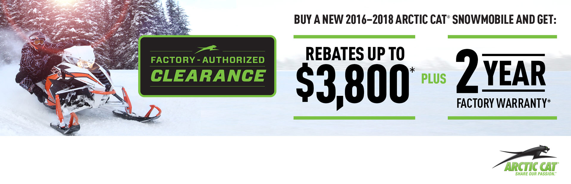 Arctic Cat: Factory Authorized Clearance 2016-2018 Snowmobiles